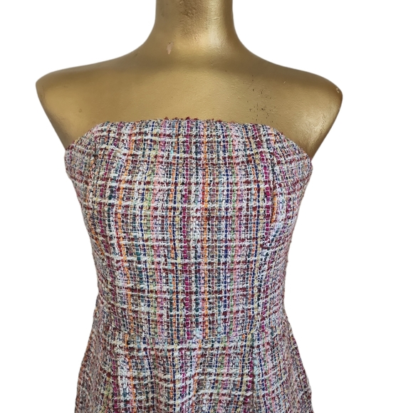 NWT Selfie Leslie Edith Strapless Tweed Multi Colored Mini Dress Sz L - Picture 6 of 8